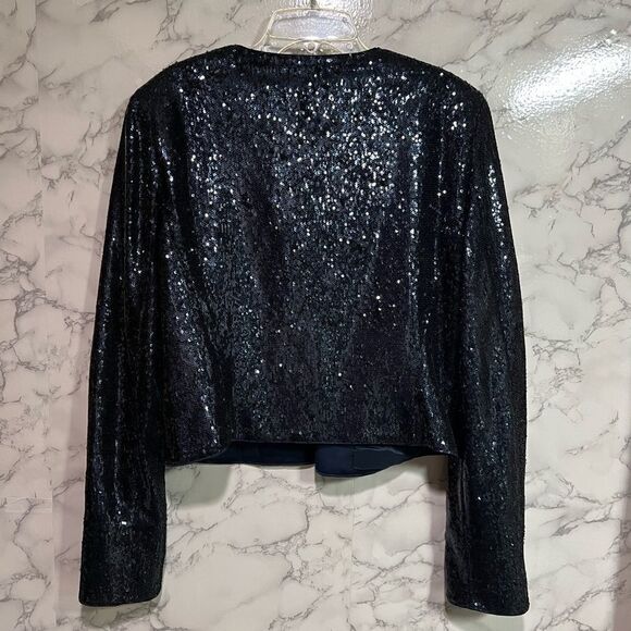 St. Emile Blue Sequin Short Cropped Jacket Size 6 - Picture 10 of 10